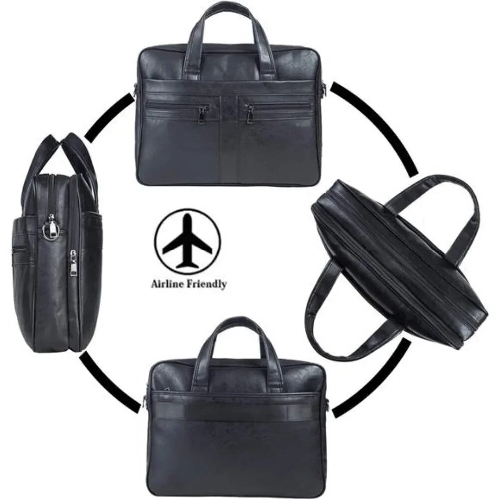 Men's Business Travel Briefcase Leather Messenger Bags Laptop Bag 15.6 17.3 inch